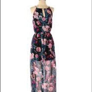 Forever 21 black floral sheer maxi dress